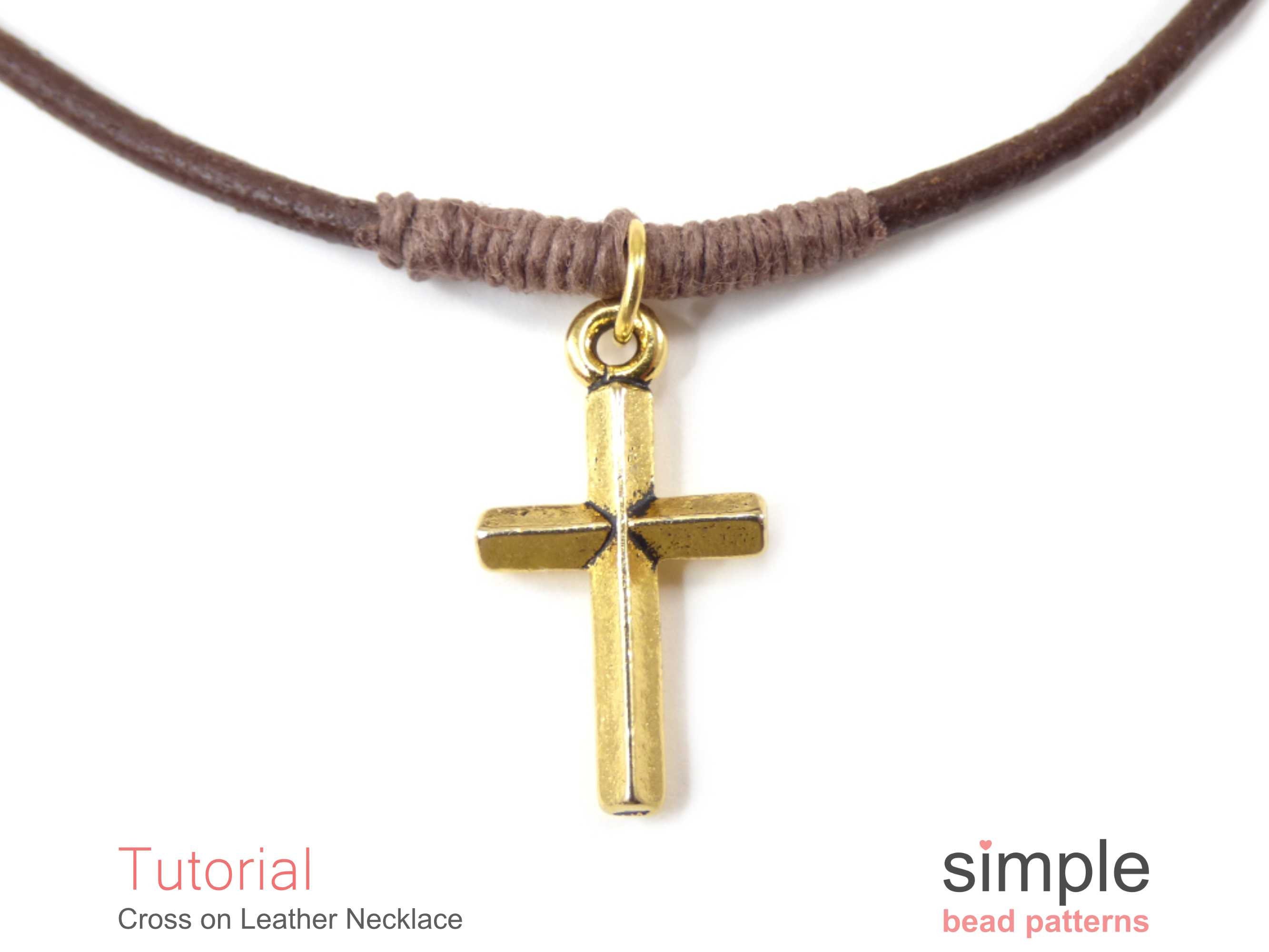 DIY Men's Leather Cord Cross Necklace Easy Jewelry Making Pattern Simple  Bead Patterns P-00091 -  Canada