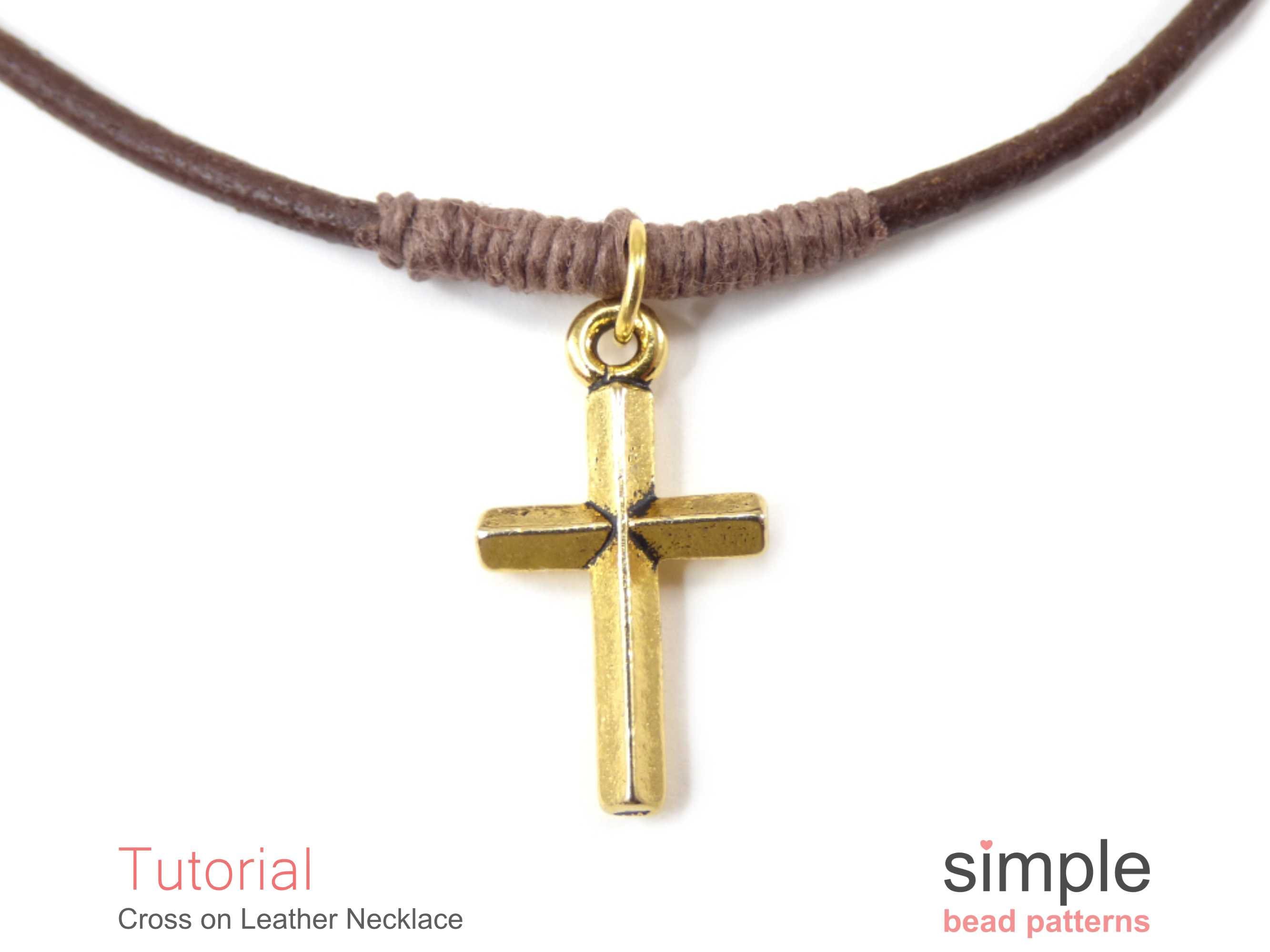 Mens cross necklace on leather deals cord