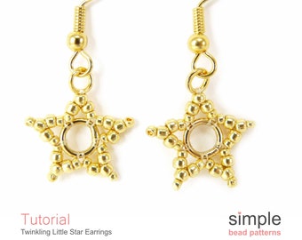 Beaded Little Star Earrings Pattern PDF: "Twinkling Little Star Earrings" Design
