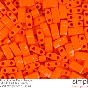 2-Hole Half Tila Beads #406, Opaque Dark Orange Miyuki Glass Beads, 10 Grams ≈ 255 Beads, DIY Jewelry Making Supplies, G-00047-B6B17