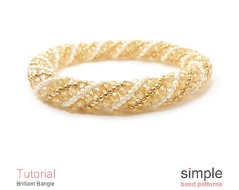 Beading Tutorial Pattern - Bangle Bracelet - Russian Spiral Stitch - Simple Bead Patterns - Brilliant Bangle P-00050