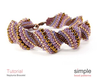 Flat Cellini Spiral Bracelet Beading Pattern Peyote Stitch Bead Tutorial DIY Jewelry Making Peyote Stitch Beaded Bracelet Tutorial P 00283