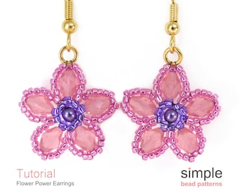 Beaded Flower Earrings Tutorial PDF: "Flower Power Earrings" Design