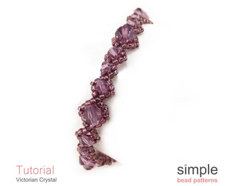 Crystal Bracelet Beading Pattern, Beaded Bracelet Tutorial, Right Angle Weave Bead Pattern, RAW Bead Instructions, Bracelet Tutorial P-00434