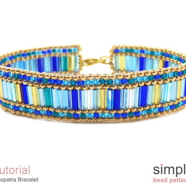 Peyote Stitch Beading Pattern - Beaded Bracelet Tutorial - Bugle Beads - Simple Bead Patterns - Cleopatra P-00087