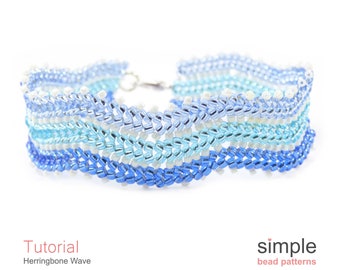 Beaded Bracelet Pattern, Bracelet Beading Tutorial Herringbone Stitch Instructions Seed Bead Bracelet Jewelry Making Beading Pattern P-00212