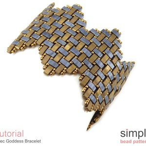 Zig Zag Bracele Bead Pattern, Half Tila Beaded Bracelet Patterns, Wide Beaded Bracelet Tutorial, Half Tila Bracelet Beading Tutorial P-00015