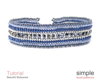 Beaded Bracelet Beading Pattern Herringbone Stitch Tutorial Jewelry Making Bracelet Pattern Simple Bead Patterns Beautiful Bollywood P-00035