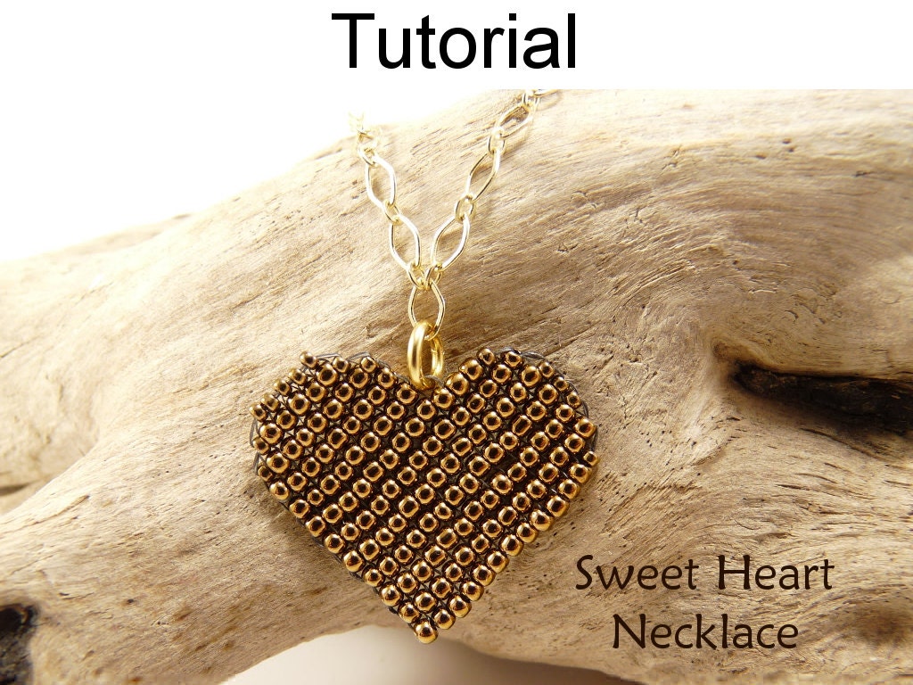 Beaded Heart Beading Pattern Heart Pendant Necklace Tutorial - Etsy