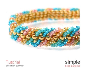 Ladder Stitch Bracelet - Beading Tutorial Pattern - Jewelry Making - Seed Beads - Simple Bead Patterns - Bohemian Summer P-00045