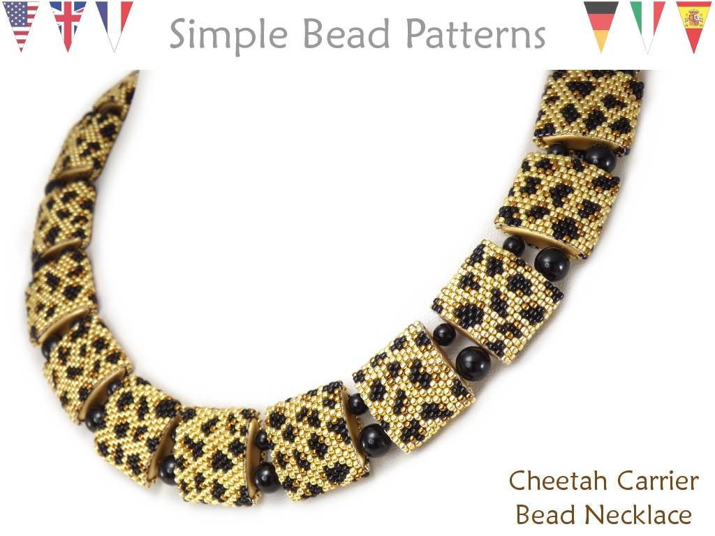 Carrier Bead Necklace Tutorial Cheetah Animal Print Peyote Etsy