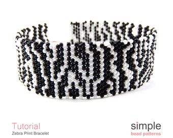 Beaded Zebra Bracelet Pattern PDF: "Zebra Print" Design