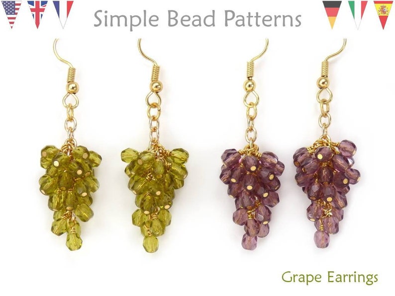 Grape Earrings Tutorial Beaded Grapes Earrings Tutorial Etsy