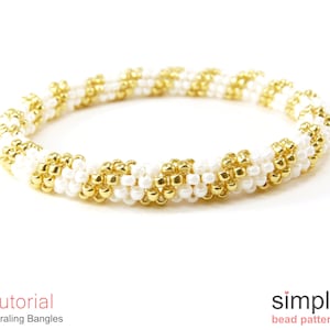Beading Pattern, Simple Bead Patterns, Beaded Bangle Bracelet Beading Tutorial, Bead Weaving Pattern, Tubular Peyote Stitch Pattern, P-00359
