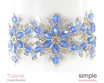 Patrón PDF para pulsera navideña con copos de nieve y cuentas: Diseño "Pulsera escarchada"