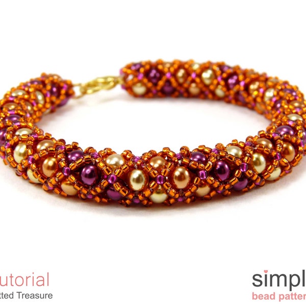 Beading Pattern Beaded Tube Bracelet / Necklace, Bead Weaving Pattern, Simple Bead Patterns, Jewelry Making for Adults and Beginners P-00289