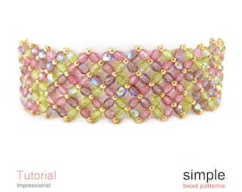 Patrón de cuentas para pulsera de tejido en ángulo recto (PDF): Diseño "impresionista"