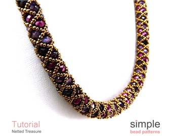 Beading Pattern Beaded Tube Bracelet / Necklace, Bead Weaving Pattern, Simple Bead Patterns, Jewelry Making for Adults and Beginners P-00289