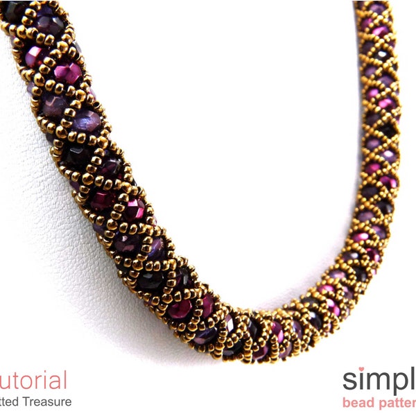 Beading Pattern Beaded Tube Bracelet / Necklace, Bead Weaving Pattern, Simple Bead Patterns, Jewelry Making for Adults and Beginners P-00289