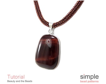 Tubular Peyote Stitch Necklace with Gemstone Pendant Necklace Tutorial: "Beauty and the Beads" Design
