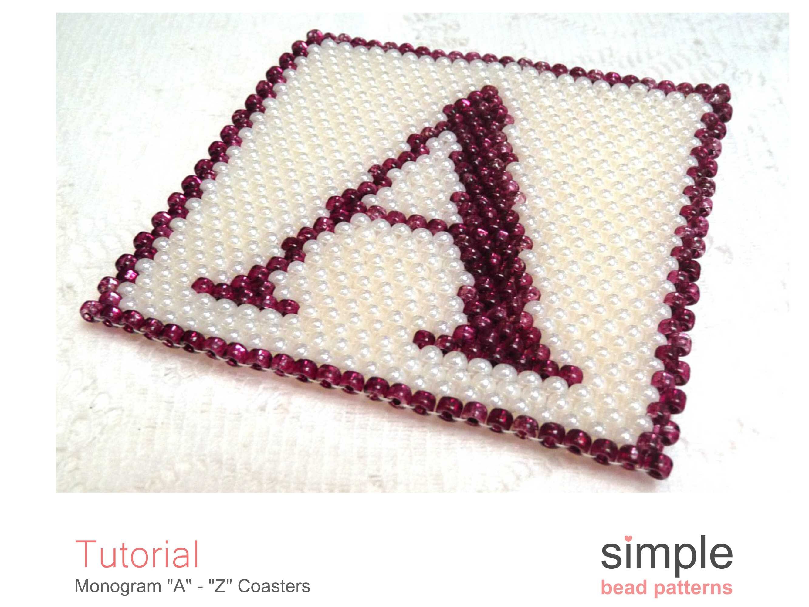 Beaded Monogram Coasters Patterns PDF, Letters A-Z Beaded Coaster ...