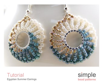 Beaded Earrings Pattern, Earrings Jewelry Making Tutorial, Seed Bead Tutorial, Round Hoop Earrings Beading Pattern Earrings Tutorial P-00142