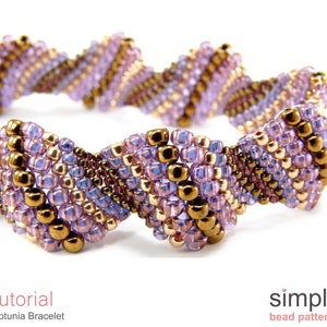 Flat Cellini Spiral Bracelet Beading Pattern, Peyote Stitch Bead Tutorial, DIY Jewelry Making Peyote Stitch Beaded Bracelet Tutorial P-00283