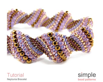 Flat Cellini Spiral Bracelet Beading Pattern, Peyote Stitch Bead Tutorial, DIY Jewelry Making Peyote Stitch Beaded Bracelet Tutorial P-00283