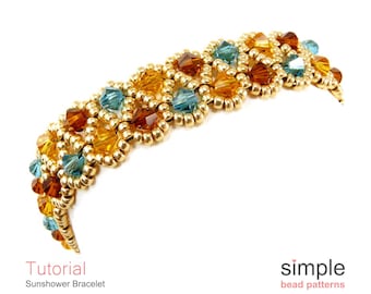 Crystal Bracelet Beading Pattern, Crystal Bead Tutorial, Jewelry Making Directions, Beadweaving Instructions Beaded Bracelet Pattern P-00377