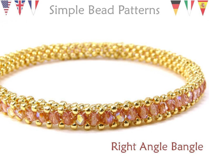 Simple Bead Patterns Right Angle Weave RAW Right Angle Bangle #146 Beading Patterns Bangle Bracelets Jewelry Making Tutorials