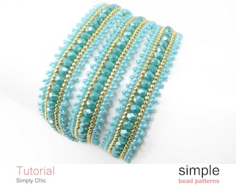 Beginner Bracelet Jewelry Making Tutorial, Herringbone Stitch Bead Pattern, Wrap Bracelet Beading Pattern, DIY Easy Beading Tutorial P-00343