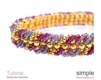 Tutorial de pulsera con cuentas en punto escalera (PDF): Diseño "Boho Summer"