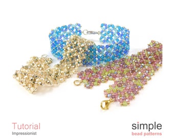 Bracelet Beading Pattern, Beaded Bracelet Tutorial, Right Angle Weave Instructions, RAW Bracelet Tutorial, DIY Bracelet Bead Pattern P-00223