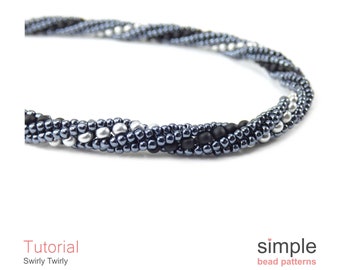 Patrón PDF para pulsera/collar de cuentas con diseño de espiga retorcida: Diseño "Swirly Twirly"