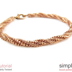 Bracelet Bead Pattern, Beaded Necklace Tutorial, Twisted Herringbone Stitch Beading Pattern, DIY Jewelry Making Tutorial Beading, P-00348