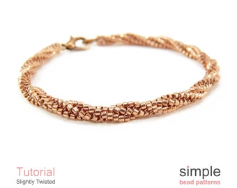 Bracelet Bead Pattern, Beaded Necklace Tutorial, Twisted Herringbone Stitch Beading Pattern, DIY Jewelry Making Tutorial Beading, P-00348