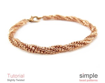 Schema PDF per bracciale/collana con perline Delica a spina di pesce intrecciata: modello "Leggermente intrecciato"