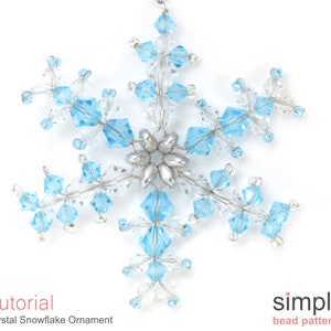 Beaded Snowflake Ornament Pattern, Make Christmas Ornaments with Beads, Beaded Christmas Ornaments, Beaded Gifts, Christmas Beading, P-00110