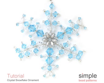 Beaded Snowflake Ornament Pattern, Make Christmas Ornaments with Beads, Beaded Christmas Ornaments, Beaded Gifts, Christmas Beading, P-00110