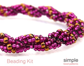 Beading Kit for Adults (in Dragonfruit and Bronze): "Spiral Staircase" Design