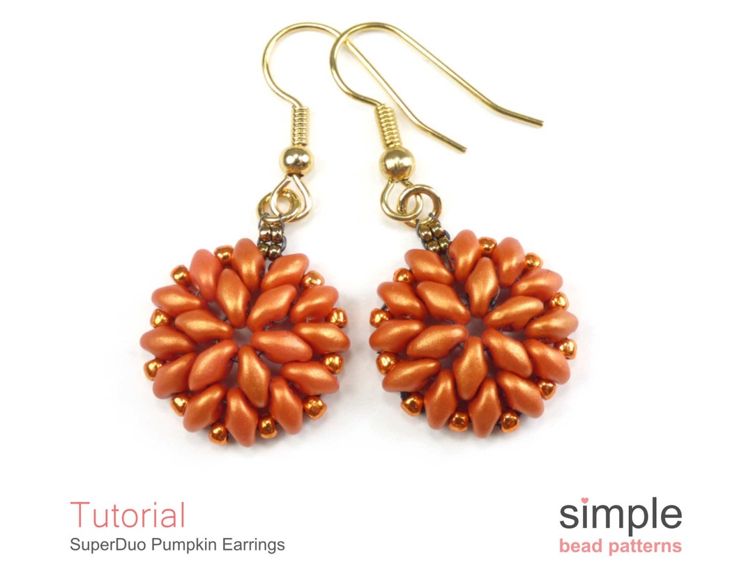Beaded Pumpkin Earrings Pattern, Halloween Jewelry Making Beading ...