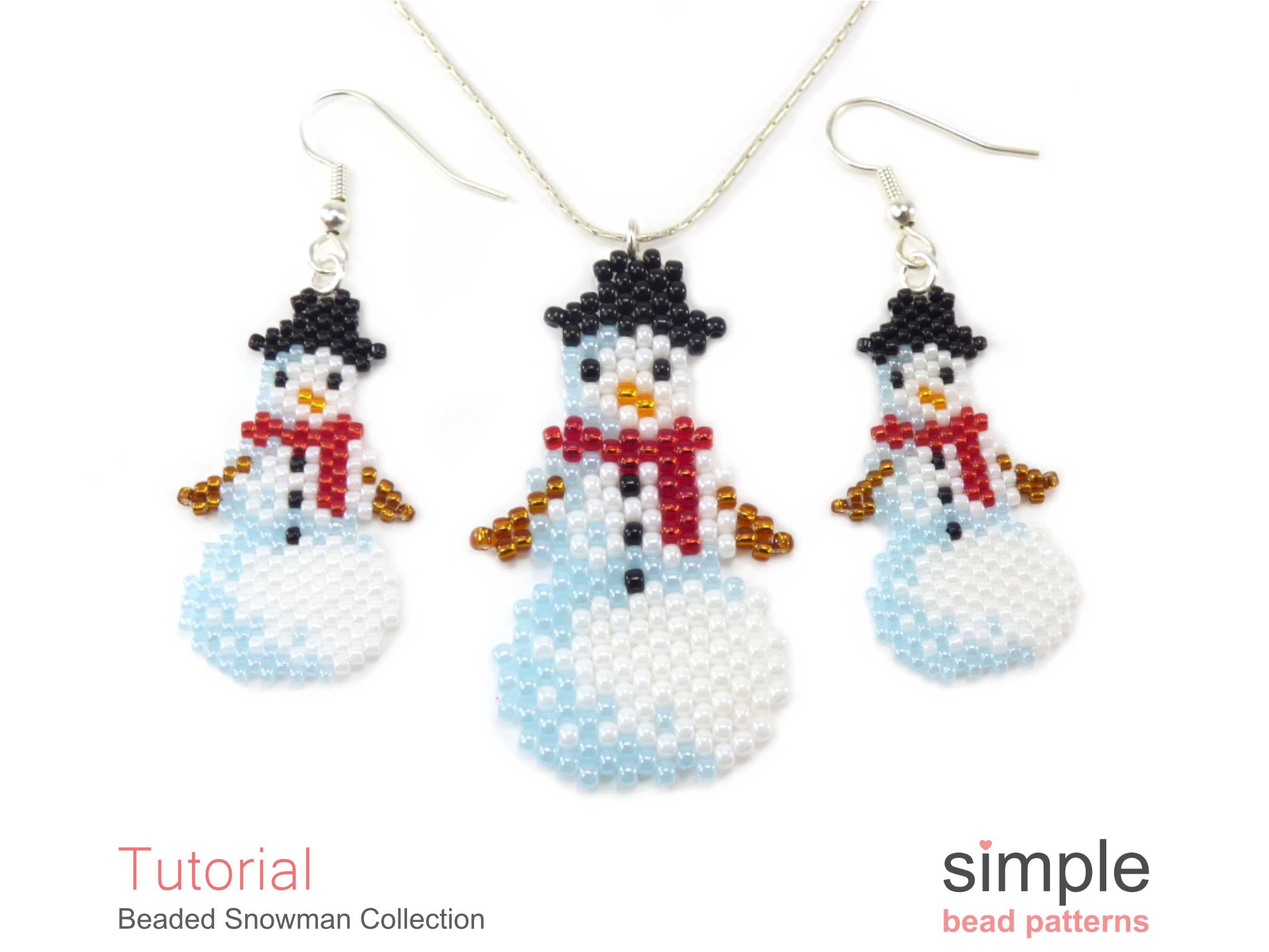 Peyote Stitch Snowman Earrings Necklace Tutorial DIY Beaded