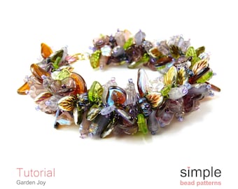 Beaded Flower Bracelet Tutorial PDF: "Garden Joy" Design
