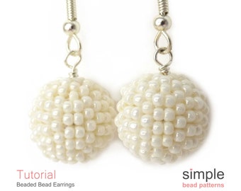 Beaded Ball Earrings Tutorial PDF: "Beaded Bead Earrings" Design