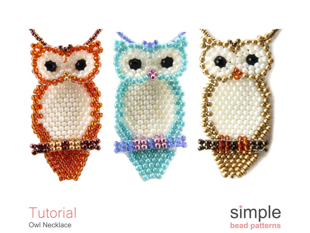 Beaded Owl Pattern, Beaded Owl Pendant Necklace Tutorial, Owl Bead