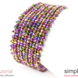 Motif de perles de bracelet, tutoriel de perles au point à chevrons, tutoriel de bracelets de perles, instructions de tissage de perles, bracelet de perles de rocaille, P-00243