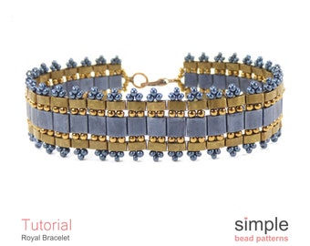 Tila Bead Bracelet Pattern using Miyuki Tila Beads, Half Tila Beads, and Seed Beads, Beaded Bracelet Pattern, Beadweaving Tutorial, P-00330