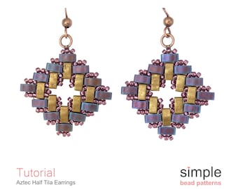 Patrón PDF para aretes de media tila: Diseño "Aretes de media tila aztecas"