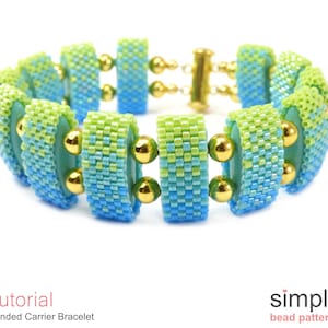 Carrier Bead Bracelet Pattern, Peyote Stitch Bracelet Beading Pattern, Beaded Beads Tutorial, Delica Bead Patterns, Jewelry Making, P-00041