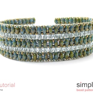 SuperDuo Bracelet Beading Pattern, Two Hole Beads Jewelry Making Tutorial, Beaded Bracelet Tutorial, SuperDuo Jewelry Instructions, P-00231